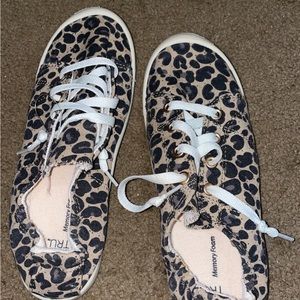 Leopard memory foam slip on sneakers